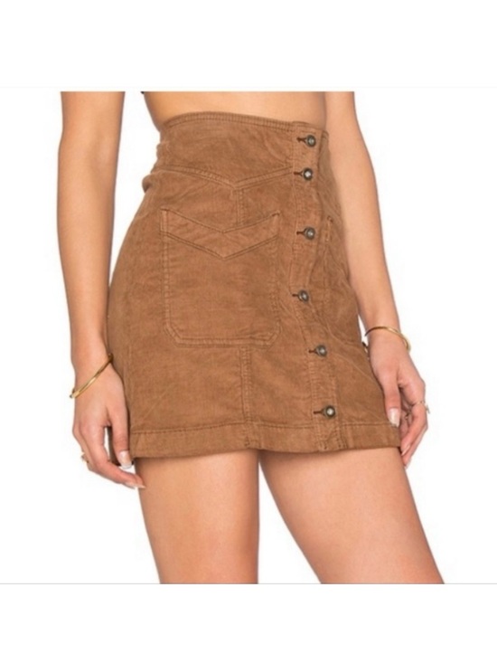 Free People Dresses & Skirts - Free People Come A Little Closer Brown Corduroy Button Front Mini Skirt Size 2